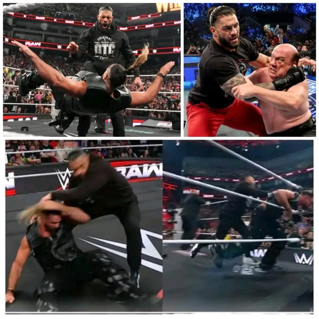 🔥😱 INCREDIBLE SURPRISE ATTACK! Roman Reigns blasts Rollins and Heyman on RAW and Brock Lesnar shows up to SAVE the chaos
