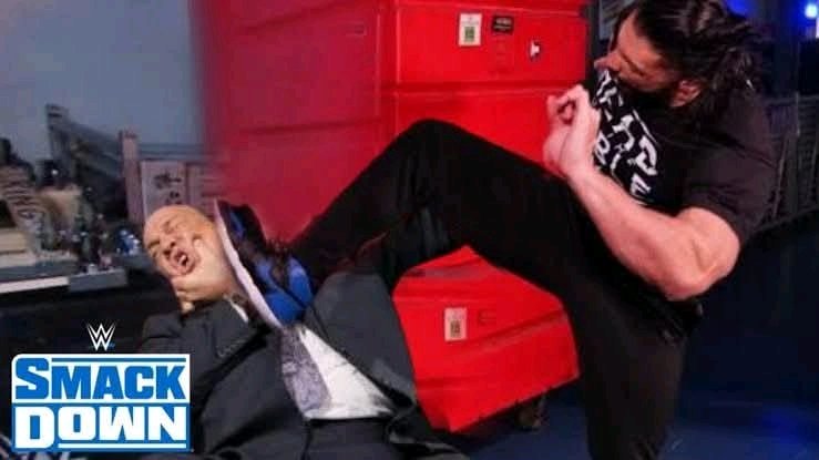 Oh yeah Finally. Roman reigns Attack Paul Heyman today WWE Smackdown Live Event