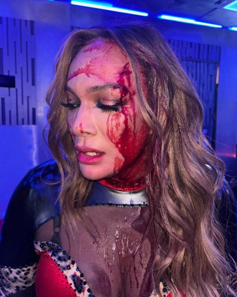 Nia Jax shows the cut she suffered during her title match against Tiffany Stratton on SmackDown