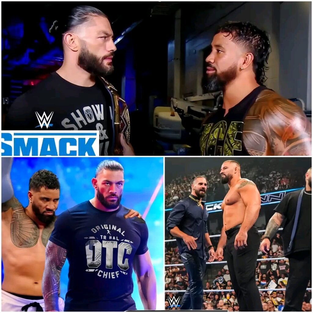 ROMAN REIGNS REUNITE WITH MAIN EVENT JEY USO TO TAKE DOWN SETH ROLLINS FACTION ON SMACKDOWN LIVE